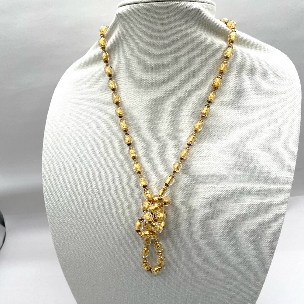 Vintage Art Deco Gold Foil Art Glass Necklace - Picture 10 of 12